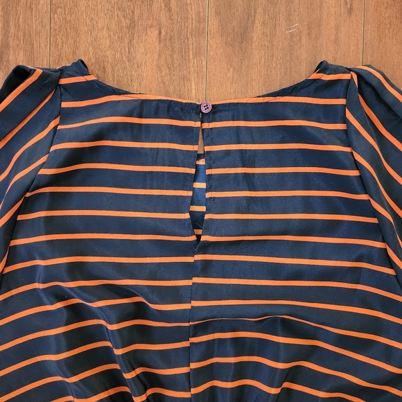 NAVY BLUE AND ORANGE STRIPED DRESS - Picture 6 of 6
